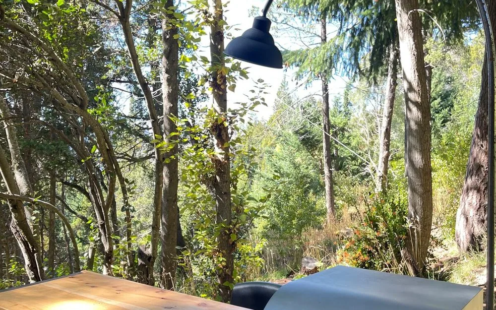 Terraza de La Huella rodeada de bosque